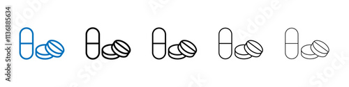 Painkiller pills icon Outline vector logo for web ui