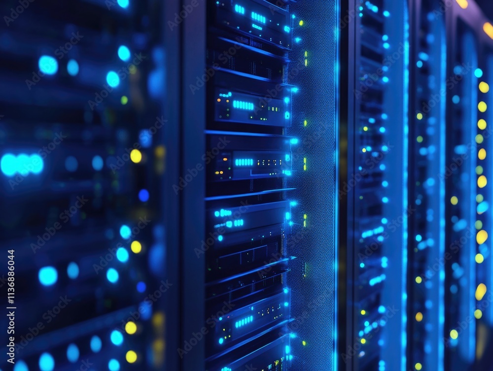 Naklejka premium Data Center Server Rows