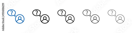 Person asking question icon Outline vector logo for web ui