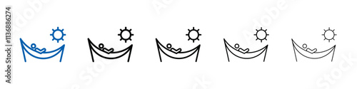 Person relaxing on hammock icon Outline vector logo for web ui