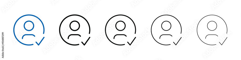 Profile check icon Outline vector logo for web ui Profile check icon Outline vector logo for web ui