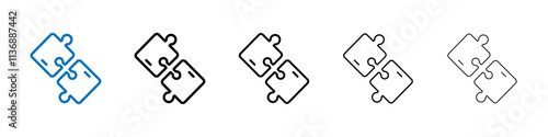 Puzzle icon Outline vector logo for web ui