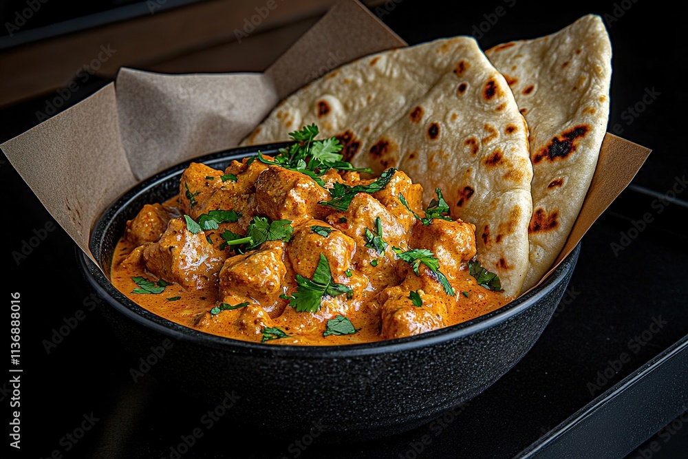 custom made wallpaper toronto digitalChicken tikka masala dish garnished with cilantro and served with naan bread
