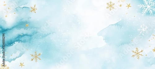 Hand-Drawn Snowflakes with Golden Stars on Pastel Background