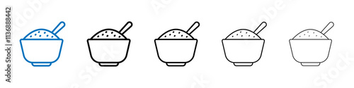 Rice bowl icon Outline vector logo for web ui