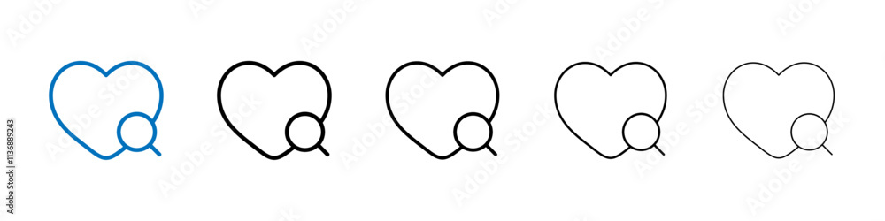Search heart icon Outline vector logo for web ui Search heart icon Outline vector logo for web ui