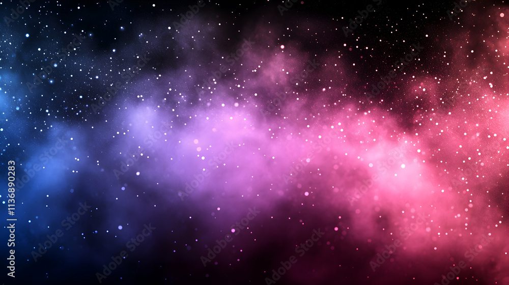 Fototapeta premium Cosmic Nebula, Pink and Blue Abstract Space Background with Glittering Stars