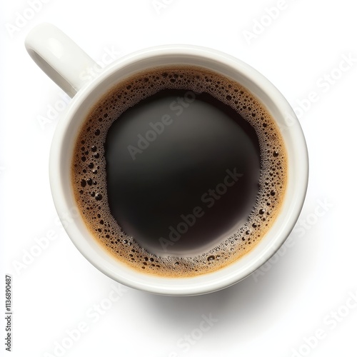 Coffee cup isolated on white background, representing beverage, cafe culture, and morning routine concepts.