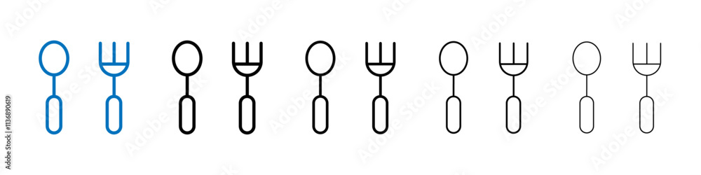 Spoon and fork icon Outline vector logo for web ui Spoon and fork icon Outline vector logo for web ui
