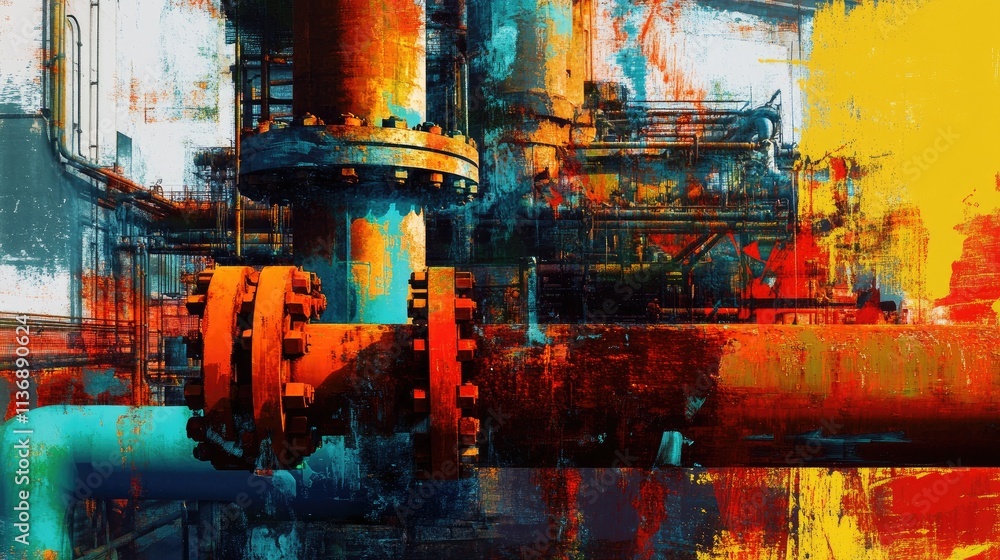 Vibrant Industrial Abstract: Colorful Expression of Mechanical Structures Vibrant Industrial Abstract: Colorful Expression of Mechanical Structures