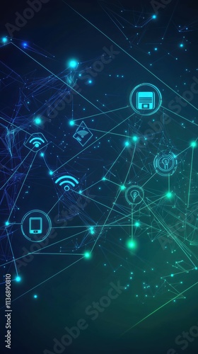 Futuristic iot network illustration with dynamic flowing lines
