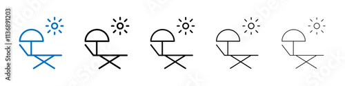 Sun bed icon Outline vector logo for web ui