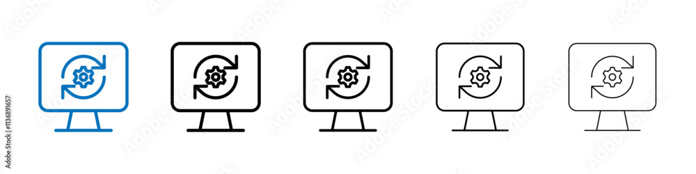 System update icon Outline vector logo for web ui System update icon Outline vector logo for web ui