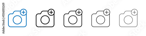 Upload photo icon Outline vector logo for web ui