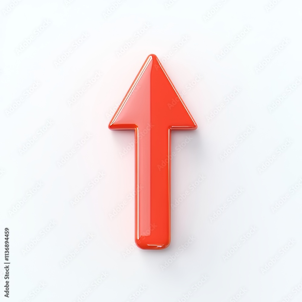 Red arrow pointing up, symbolizing growth, success, and positive trends in business, finance, and marketing concepts. Red arrow pointing up, symbolizing growth, success, and positive trends in business, finance, and marketing concepts.