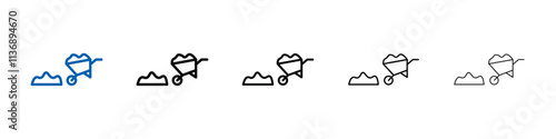 wheelbarrow unloading icon Outline vector logo for web ui