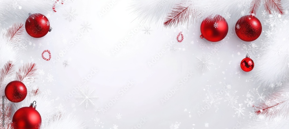 Christmas Background with Red and White Ornaments Christmas Background with Red and White Ornaments