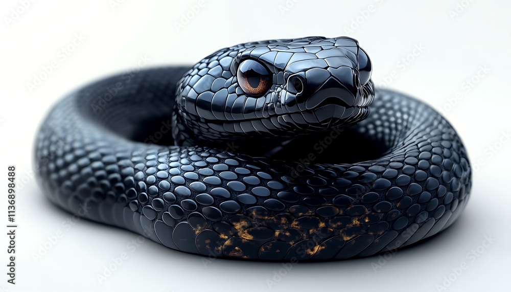 Sinister Black Snake Coiled Up
Sinister Black Snake Coiled Up