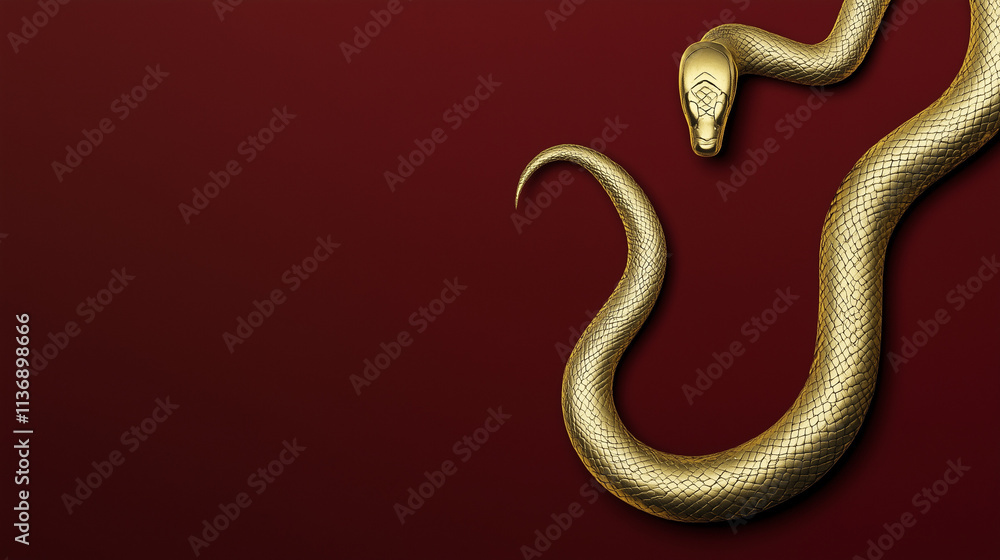 Obraz premium 3D golden snake on red background celebrating Chinese New Year