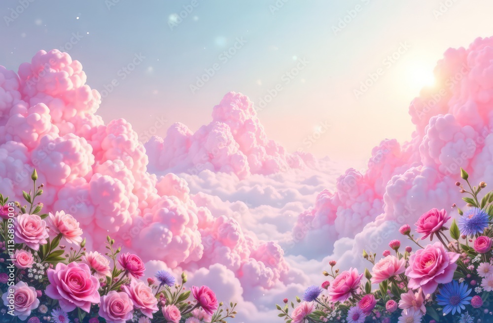Fototapeta premium soft pastel whimsical dreamscape background