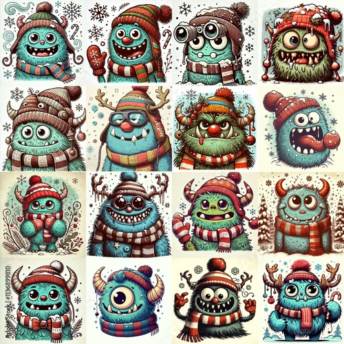 Wallpaper Mural Cartoon winter monster. AI generated illustration Torontodigital.ca