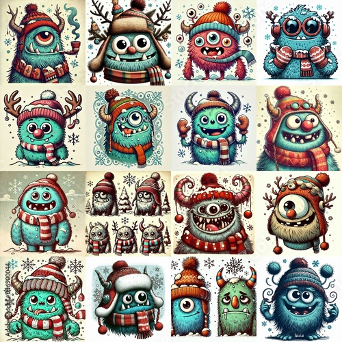 Wallpaper Mural Cartoon winter monster. AI generated illustration Torontodigital.ca