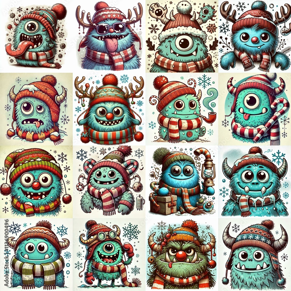 custom made wallpaper toronto digitalCartoon winter monster. AI generated illustration