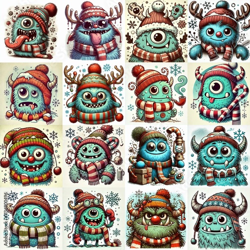 Wallpaper Mural Cartoon winter monster. AI generated illustration Torontodigital.ca