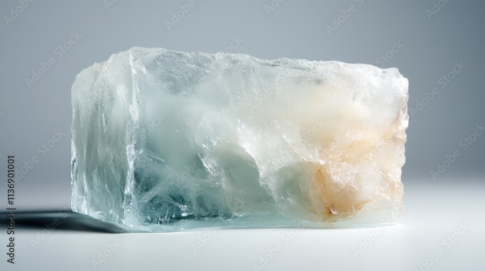 This image showcases a translucent ice block with intricate natural textures and a hint of warm color, symbolizing purity and the delicate balance of nature. This image showcases a translucent ice block with intricate natural textures and a hint of warm color, symbolizing purity and the delicate balance of nature.