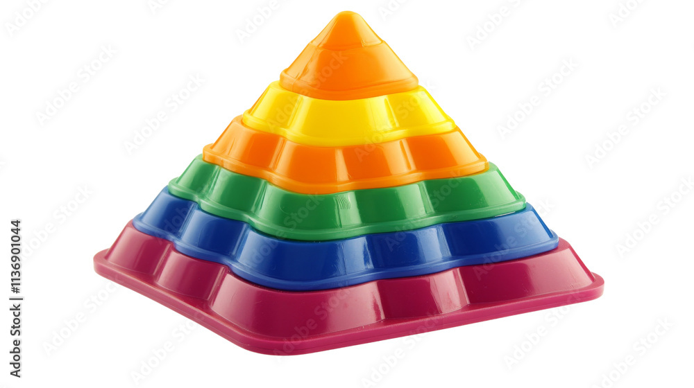 Toy oval pyramid, isolated on transparent background