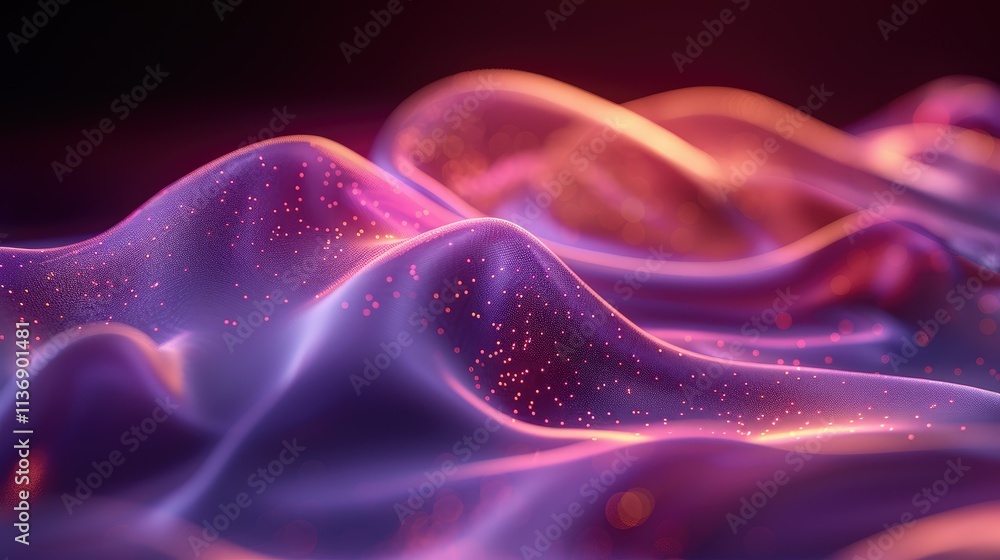 Obraz premium Abstract waves with glowing particles create a mesmerizing visual effect.