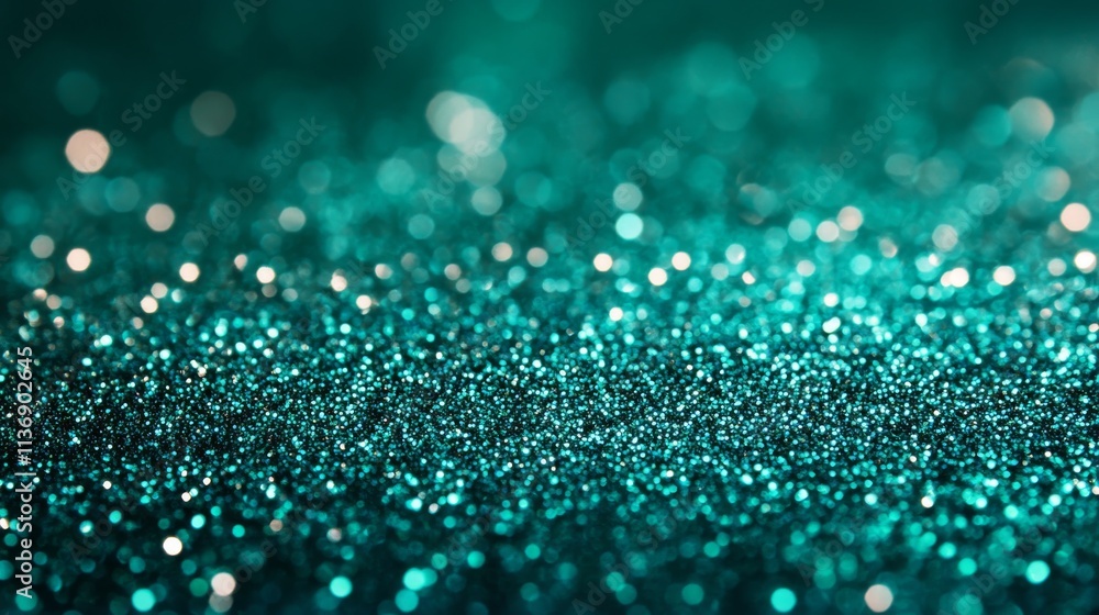 Sparkling teal glitter with soft bokeh lights Sparkling teal glitter with soft bokeh lights