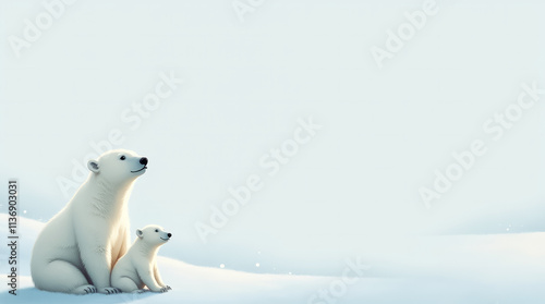 Polar Bear and Cub - Christmas Card