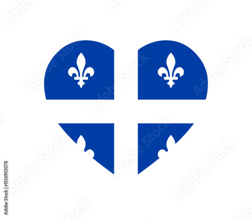 Quebec flag heart icon. Flag of Quebec province, Canada in heart