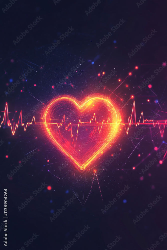 A glowing heart rate monitor icon with real-time health data streams, representing telemedicine, wellness apps, and smart healthcare devices. A glowing heart rate monitor icon with real-time health data streams, representing telemedicine, wellness apps, and smart healthcare devices.