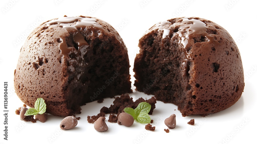 Delicious Chocolate Lava Cakes with Mint Garnish Delicious Chocolate Lava Cakes with Mint Garnish