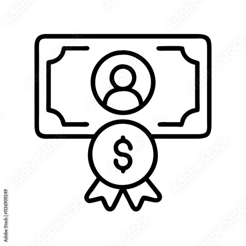 grant or award icon icon, nonprofit day line art, nonprofit day icon - simple black line art icon of grant or award icon, symbolizing nonprofit day celebrations. nonprofit day vector art.