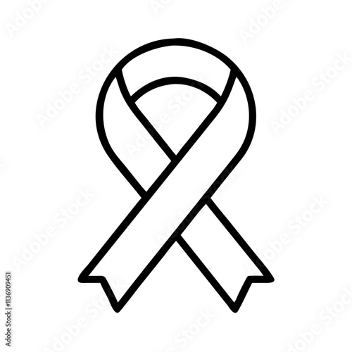 ribbon symbol awareness icon, nonprofit day line art, nonprofit day icon - simple black line art icon of ribbon symbol awareness, symbolizing nonprofit day celebrations. nonprofit day vector art.