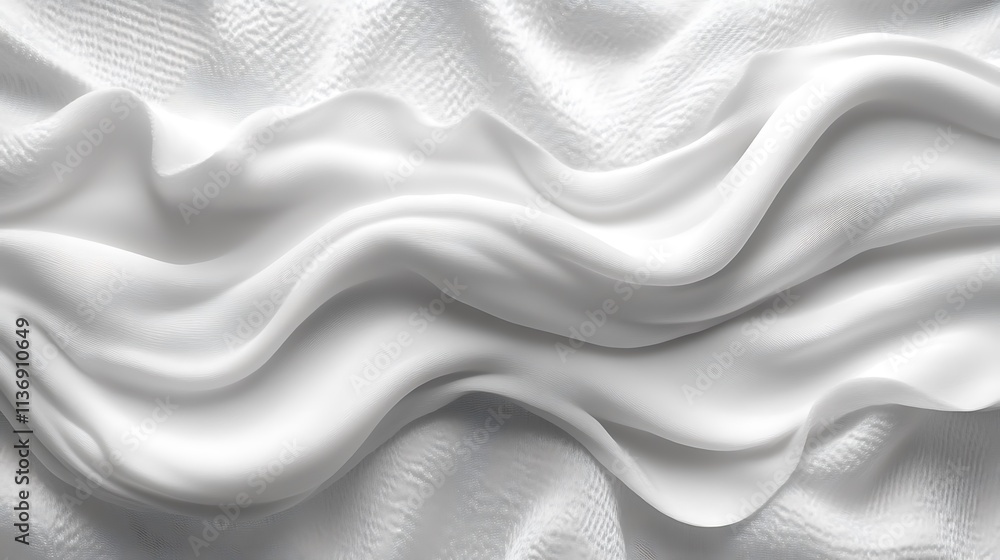 White Fabric Draped in Soft Elegant Waves White Fabric Draped in Soft Elegant Waves