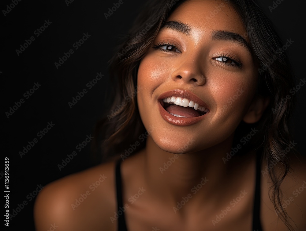Portrait of Beautiful Hispanic Woman on black background Portrait of Beautiful Hispanic Woman on black background