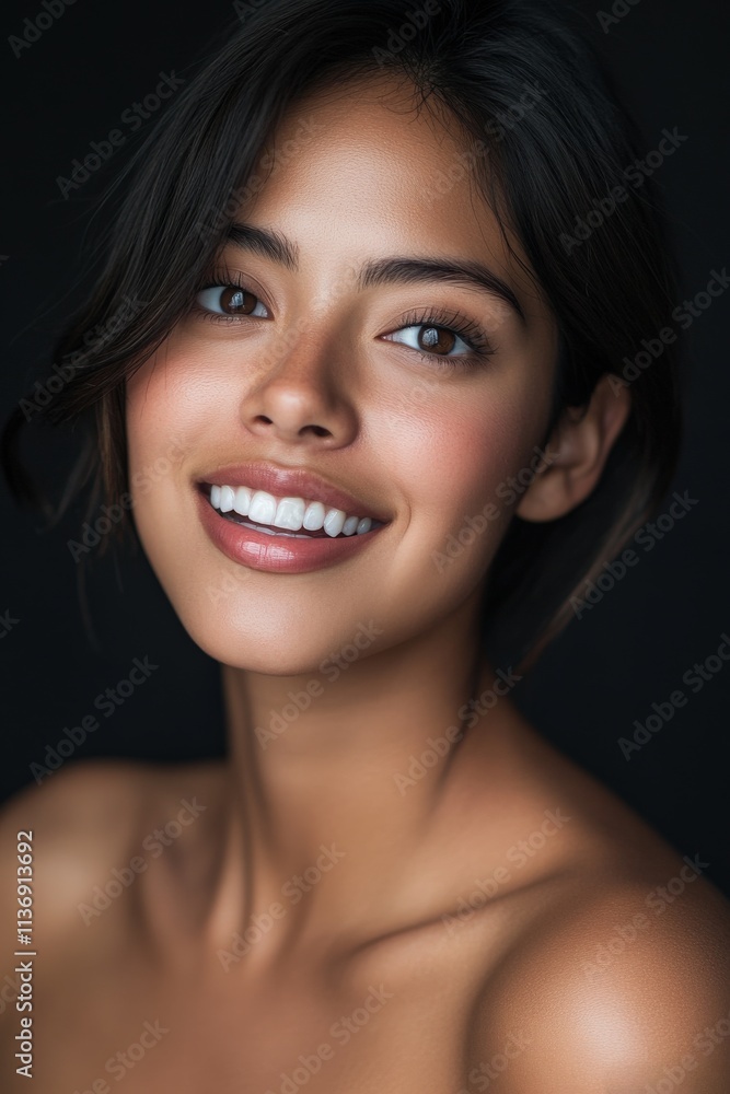 Portrait of Beautiful Hispanic Woman on black background Portrait of Beautiful Hispanic Woman on black background