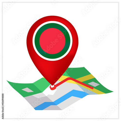 Free Download Bangladesh Flag and Location Symbol Design - GFXLoad