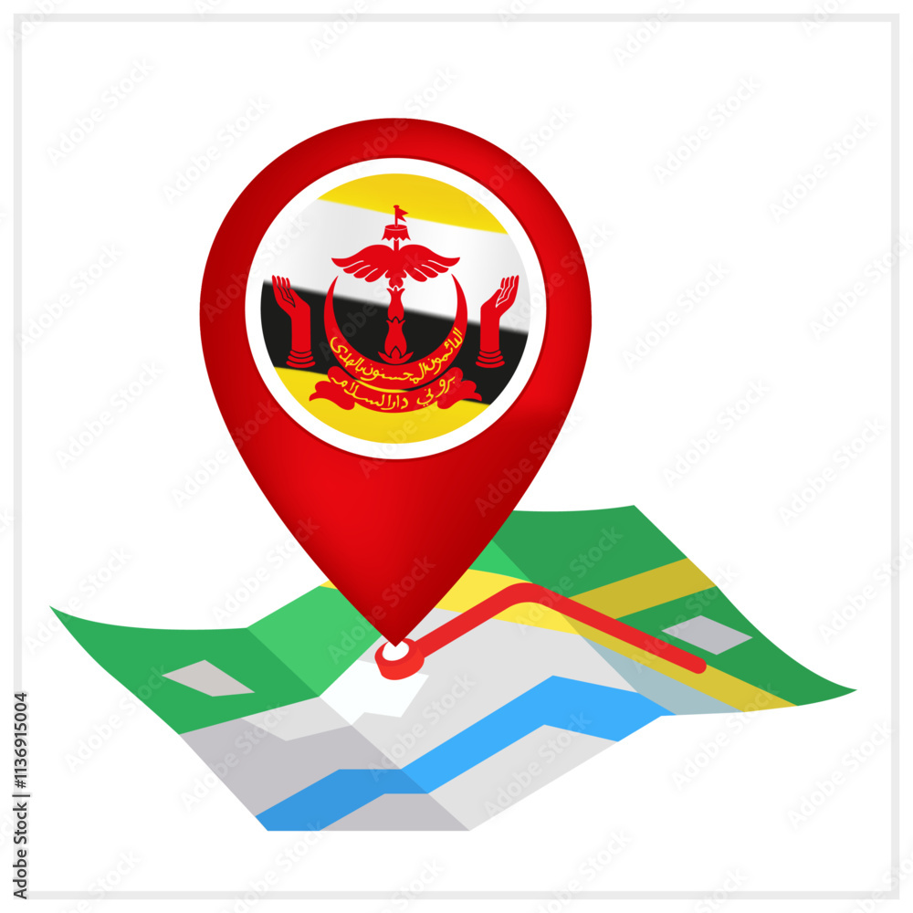 Brunei Flag and Location Symbol Design Brunei Flag and Location Symbol Design