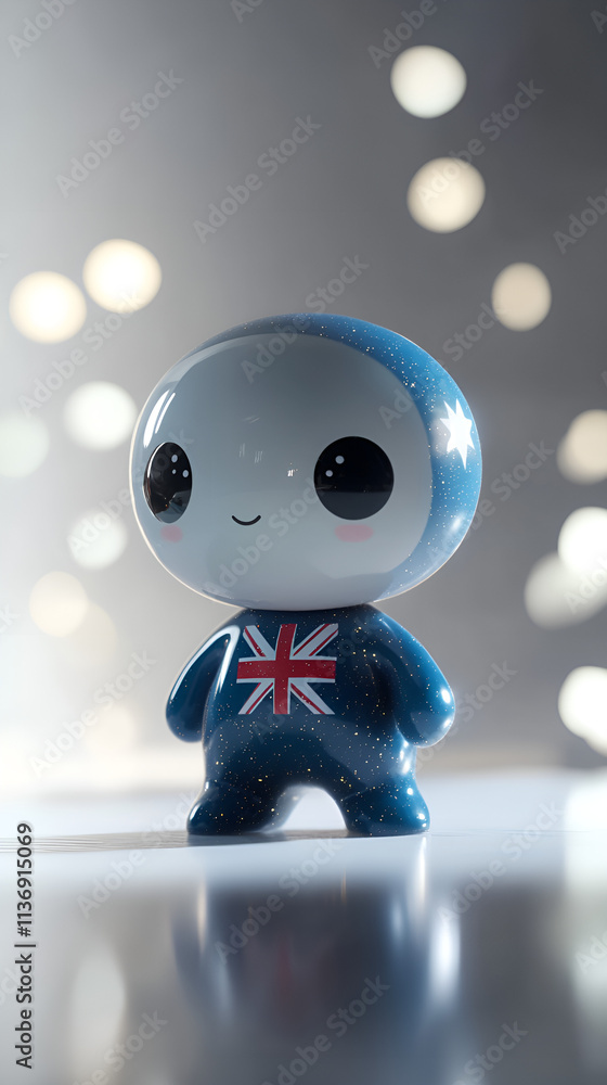 Obraz premium Cute Union Jack Boy Figurine with Light-Up Eyes — A Perfect Symbol of Patriotism and Playfulness
