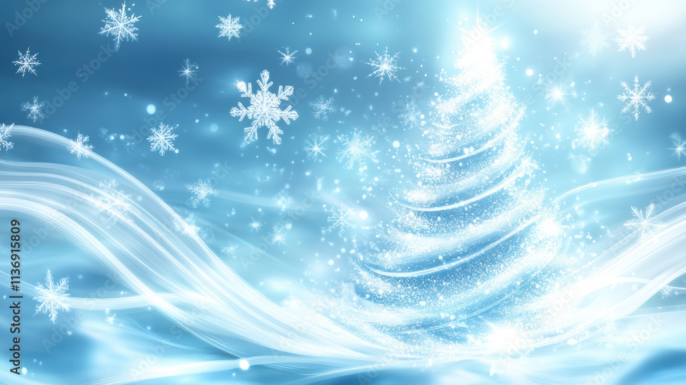 Christmas tree made of glowing lights and snowflakes Christmas tree made of glowing lights and snowflakes