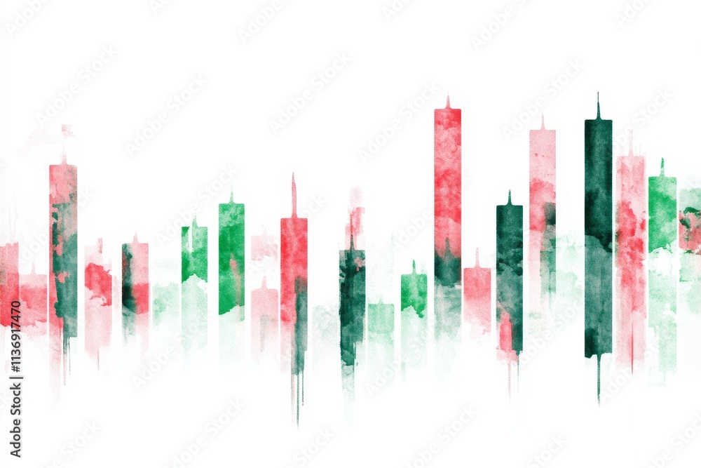 Obraz premium Candlestick chart illustrating steady bullish trend with green and red candles on white background