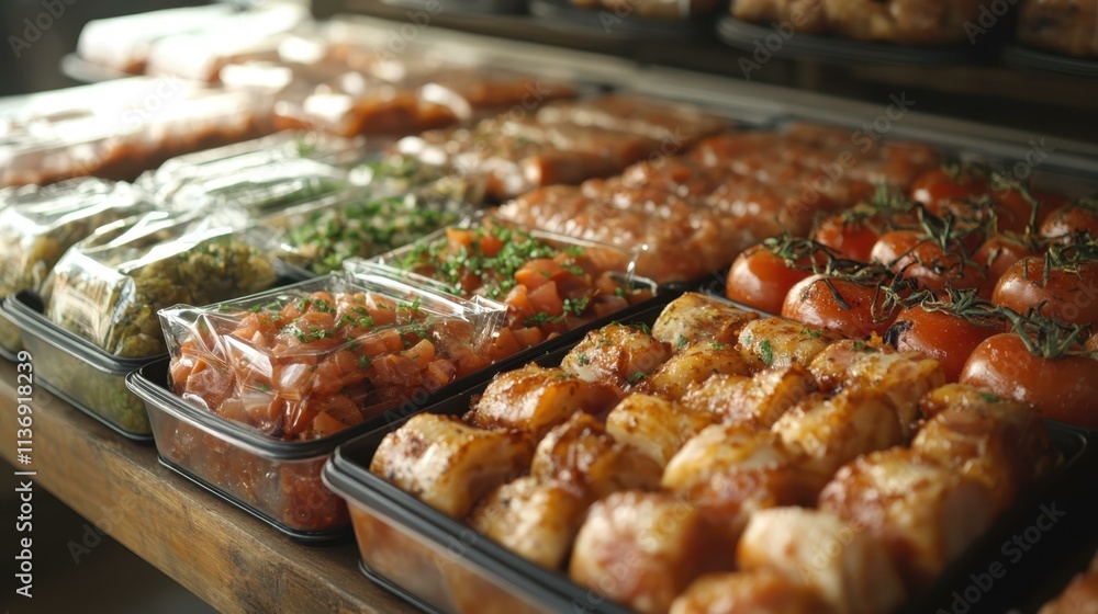 Food Packaging Plastic food containers - Containers for storing and packaging various food products Isolated solo on plain background Food Packaging Plastic food containers - Containers for storing and packaging various food products Isolated solo on plain background