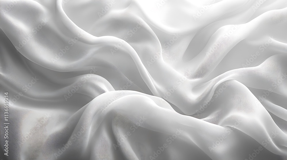 Obraz premium White Fabric Draped in Soft Gentle Waves
