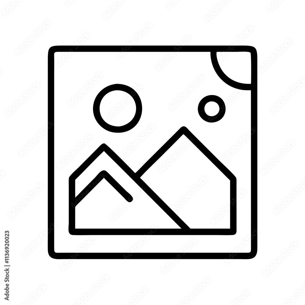 black and white photo icon, photography day line art, photography day icon - simple black line art icon of black and white photo, for photography day celebrations. photography vector art.
