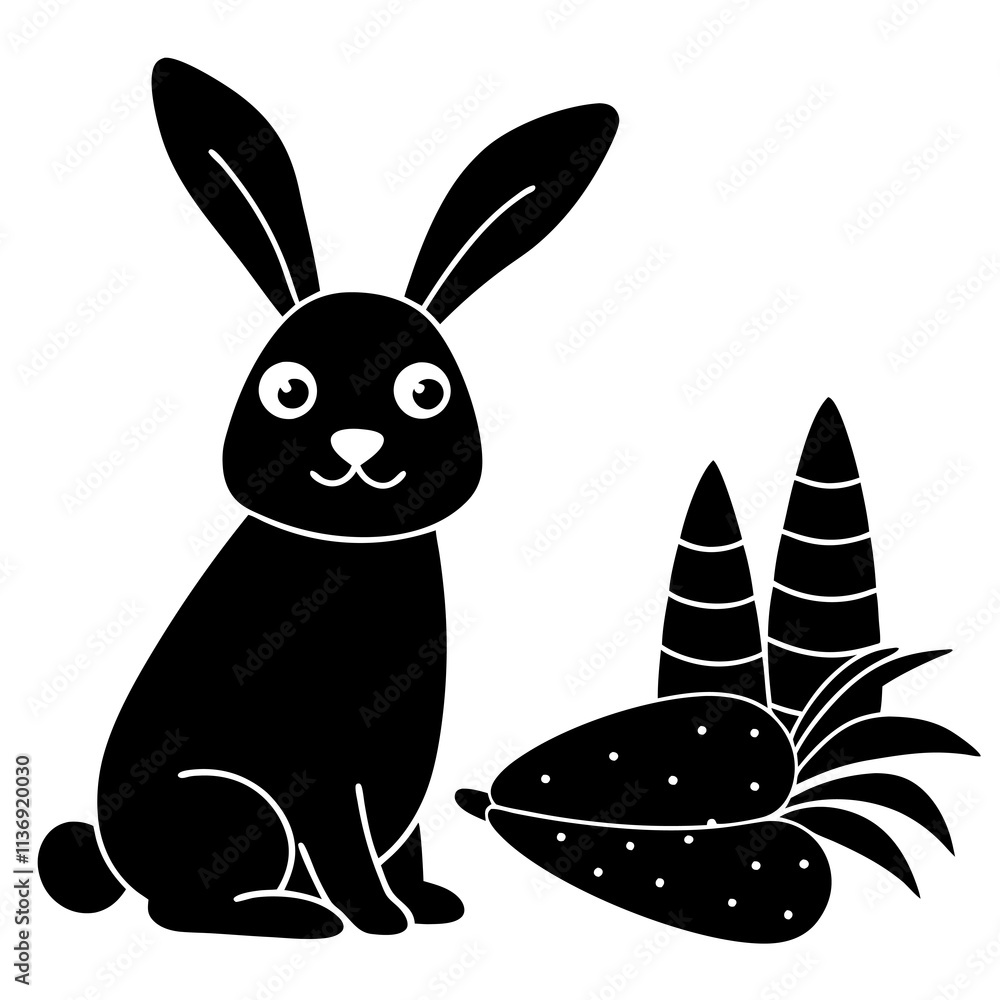 Bunny wearing a Santa hat beside a pile of carrots Bunny wearing a Santa hat beside a pile of carrots